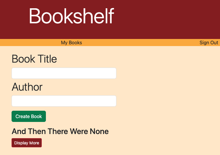 Main page of project Bookshelf