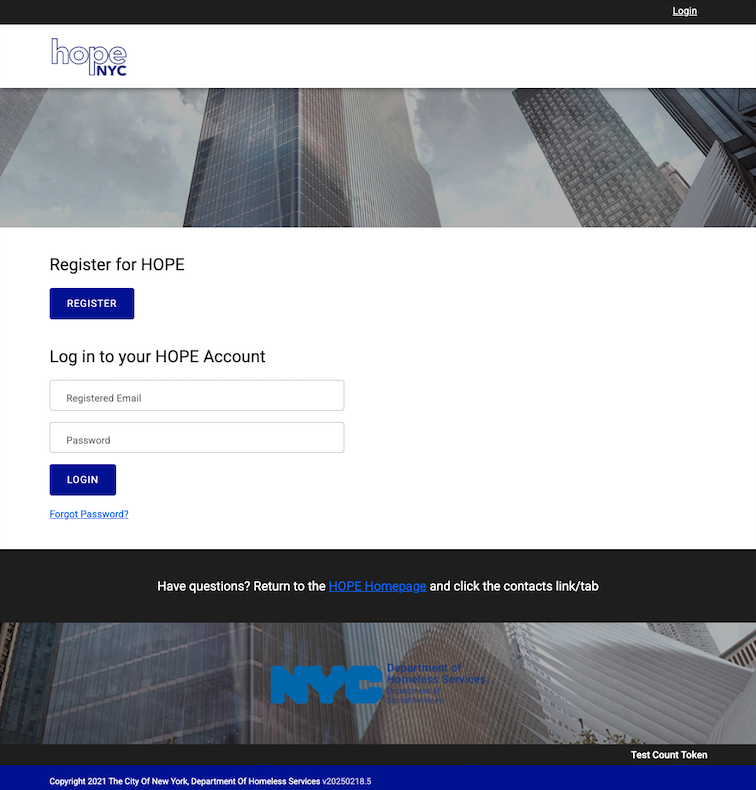 Hope Registration Screen