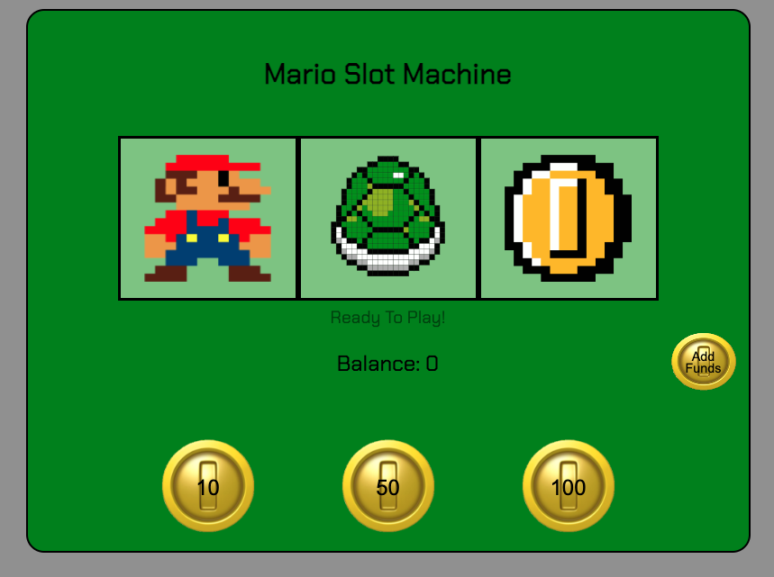 Display of Mario themed slot machine